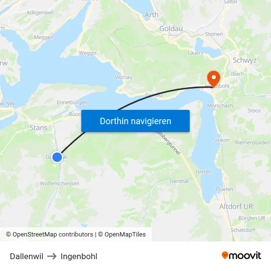 Dallenwil to Ingenbohl map