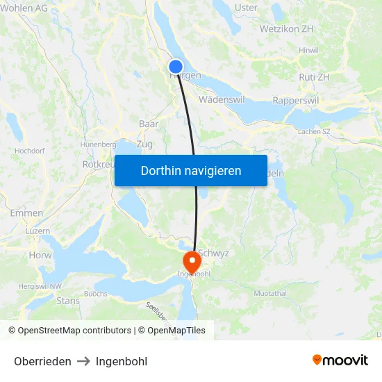 Oberrieden to Ingenbohl map