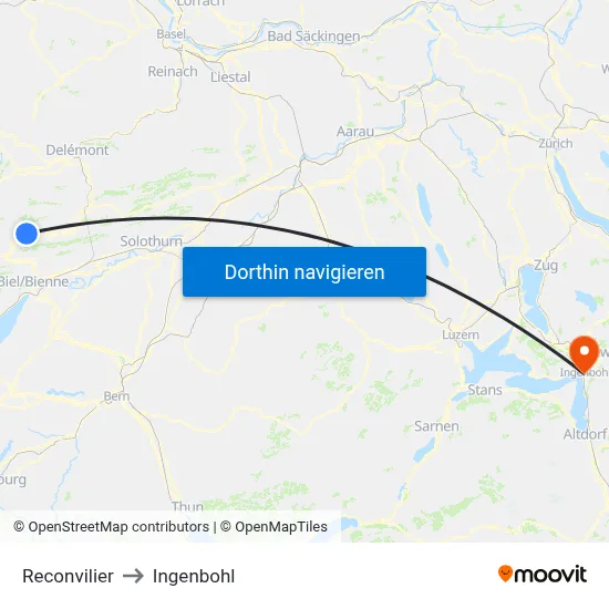 Reconvilier to Ingenbohl map