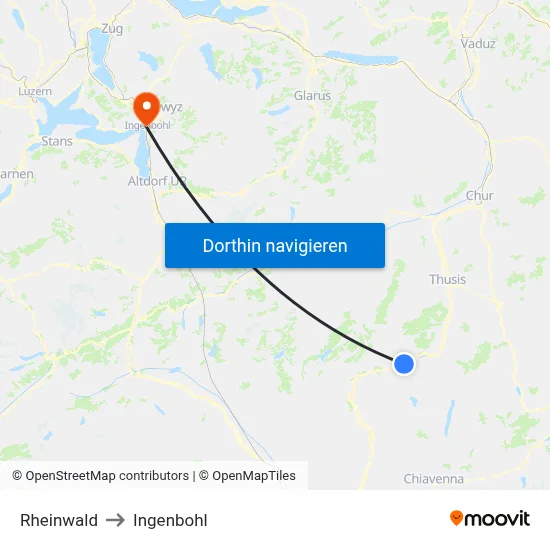 Rheinwald to Ingenbohl map