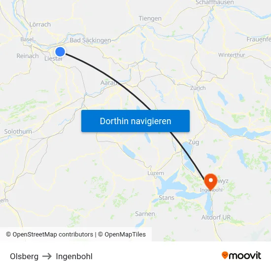 Olsberg to Ingenbohl map