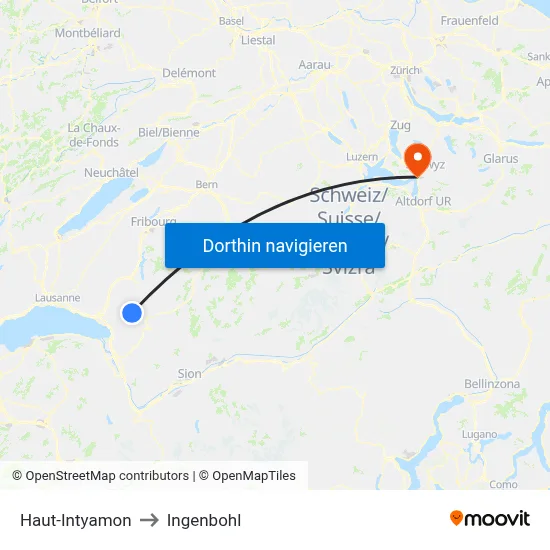 Haut-Intyamon to Ingenbohl map