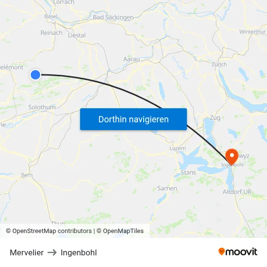 Mervelier to Ingenbohl map