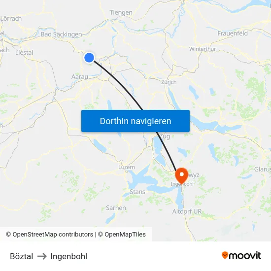 Böztal to Ingenbohl map