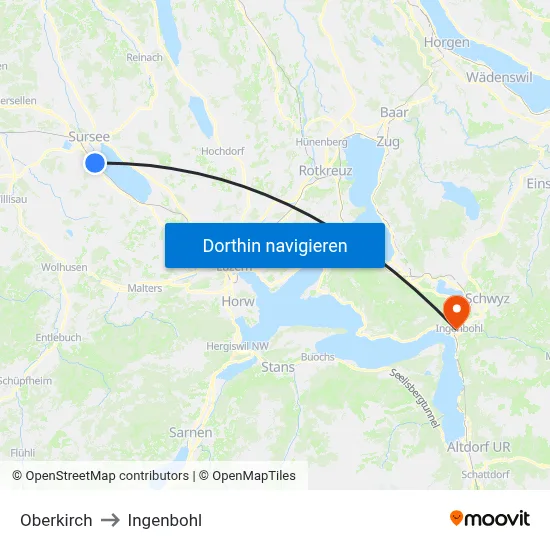 Oberkirch to Ingenbohl map