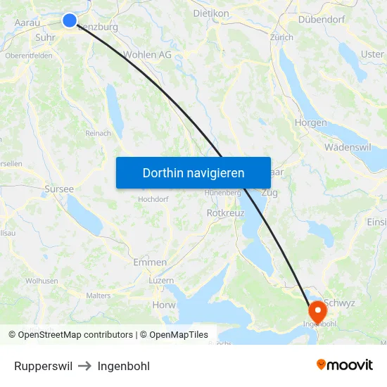 Rupperswil to Ingenbohl map