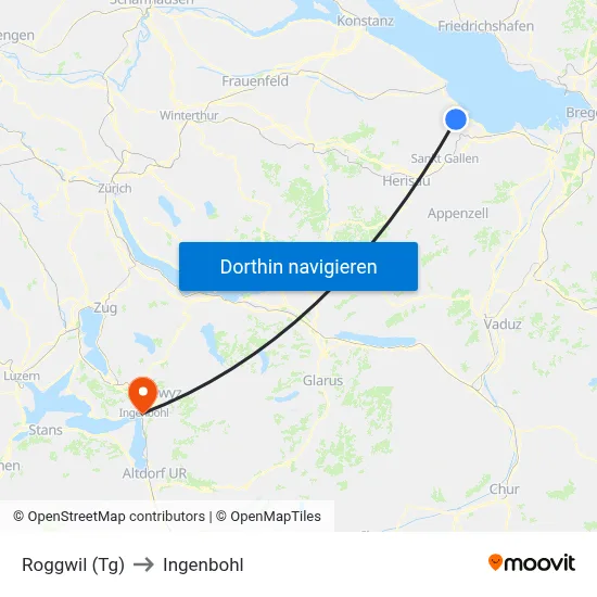 Roggwil (Tg) to Ingenbohl map