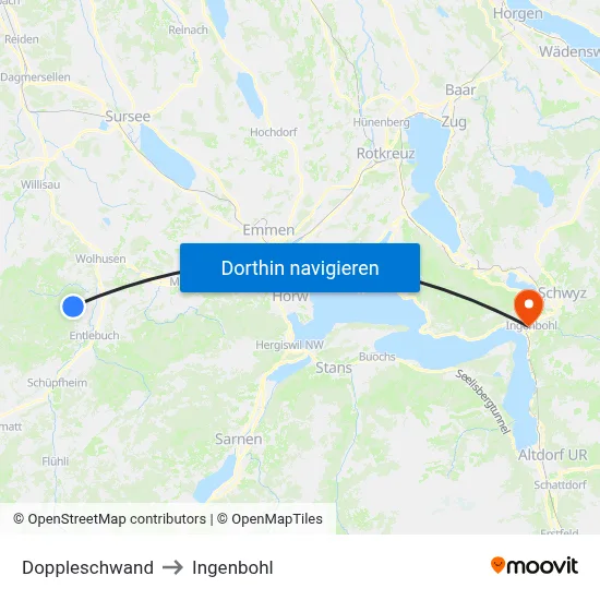 Doppleschwand to Ingenbohl map