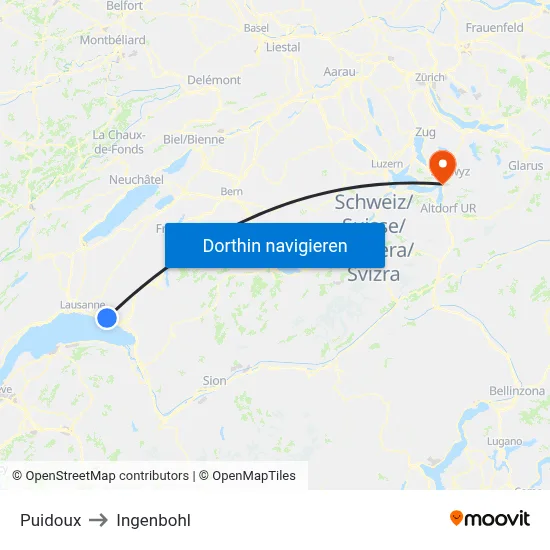 Puidoux to Ingenbohl map