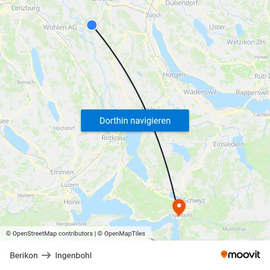 Berikon to Ingenbohl map