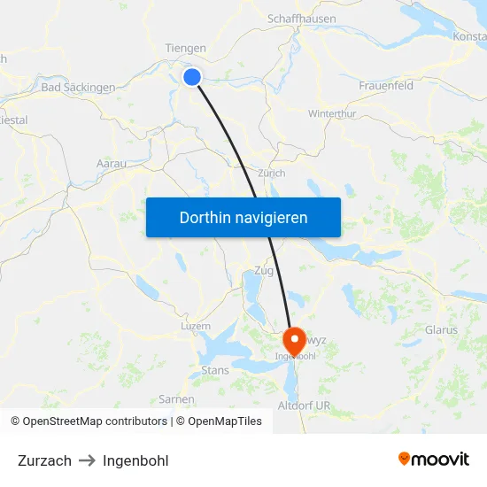Zurzach to Ingenbohl map