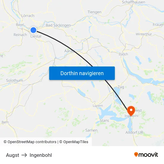 Augst to Ingenbohl map