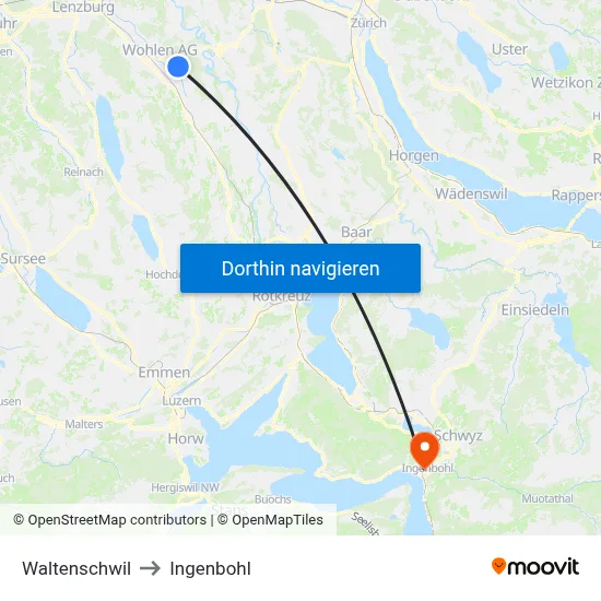 Waltenschwil to Ingenbohl map