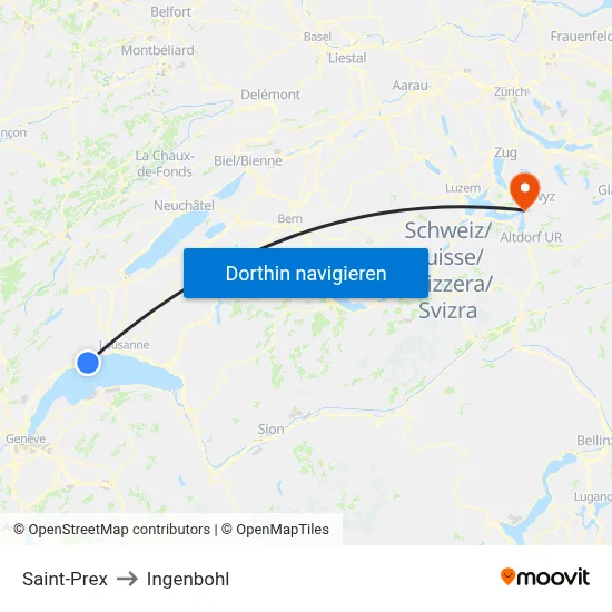 Saint-Prex to Ingenbohl map