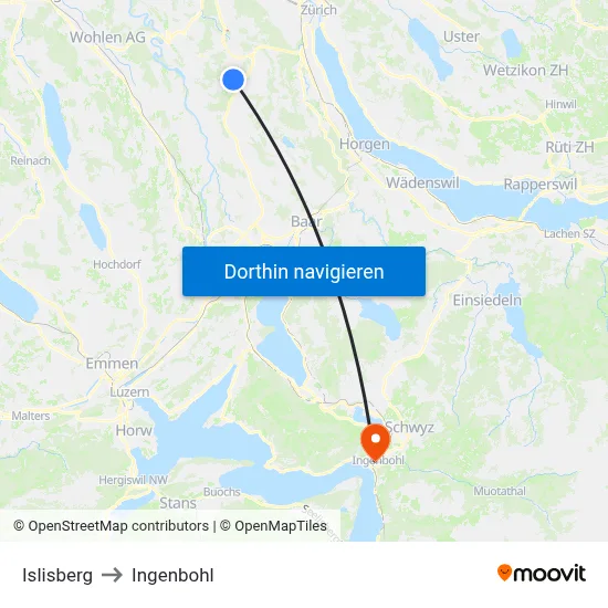 Islisberg to Ingenbohl map