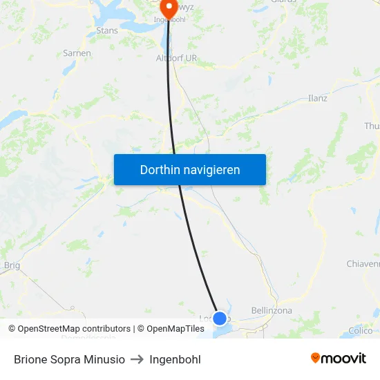 Brione Sopra Minusio to Ingenbohl map