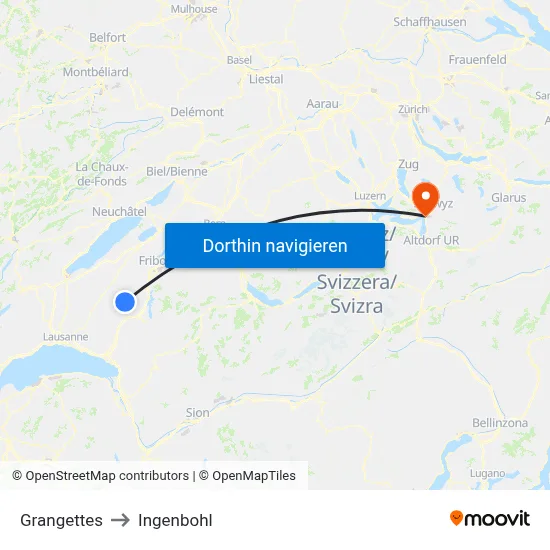 Grangettes to Ingenbohl map