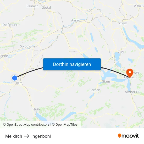 Meikirch to Ingenbohl map