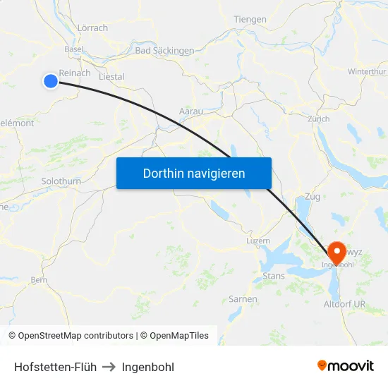 Hofstetten-Flüh to Ingenbohl map