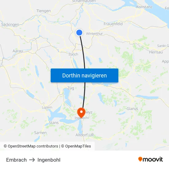 Embrach to Ingenbohl map