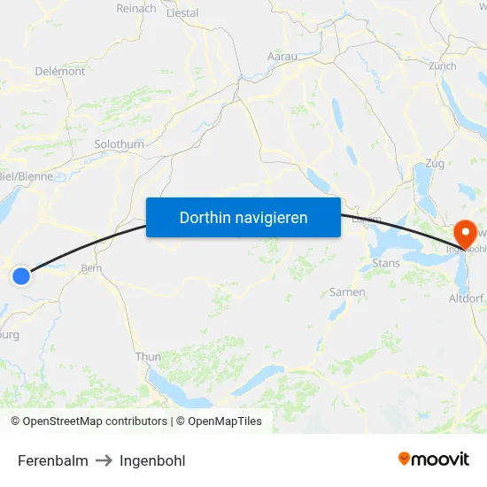 Ferenbalm to Ingenbohl map
