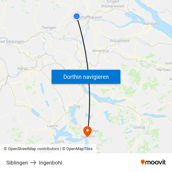Siblingen to Ingenbohl map