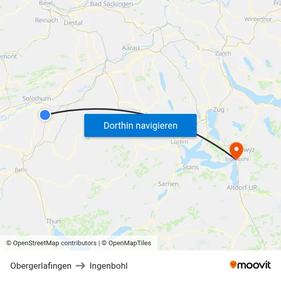 Obergerlafingen to Ingenbohl map