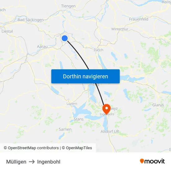 Mülligen to Ingenbohl map