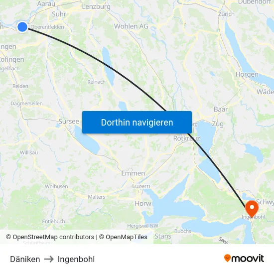Däniken to Ingenbohl map