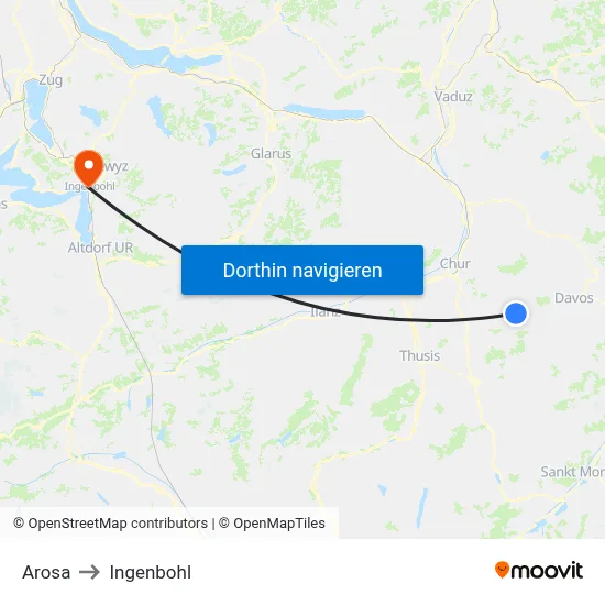 Arosa to Ingenbohl map