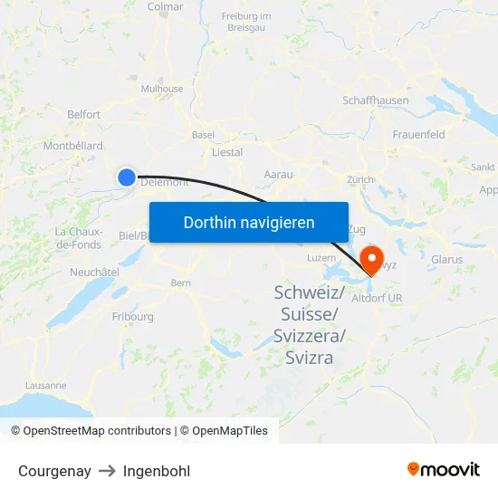 Courgenay to Ingenbohl map
