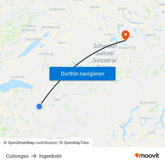 Collonges to Ingenbohl map