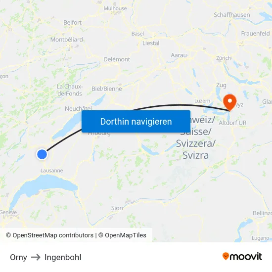 Orny to Ingenbohl map