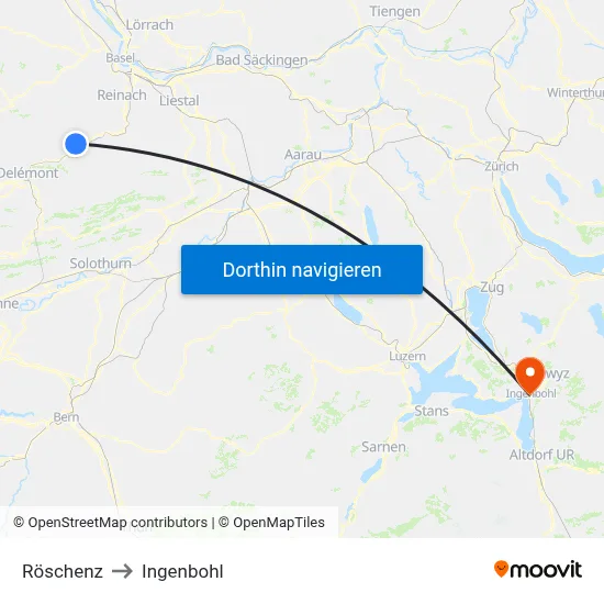 Röschenz to Ingenbohl map