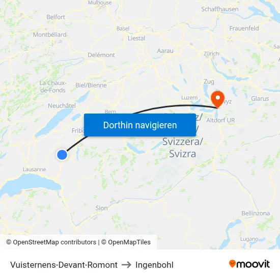 Vuisternens-Devant-Romont to Ingenbohl map