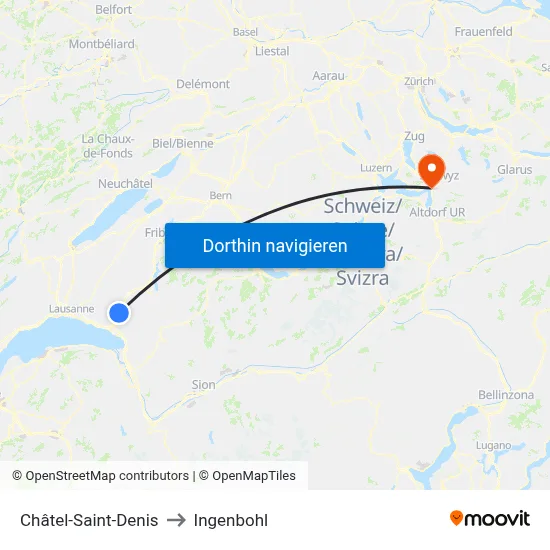 Châtel-Saint-Denis to Ingenbohl map