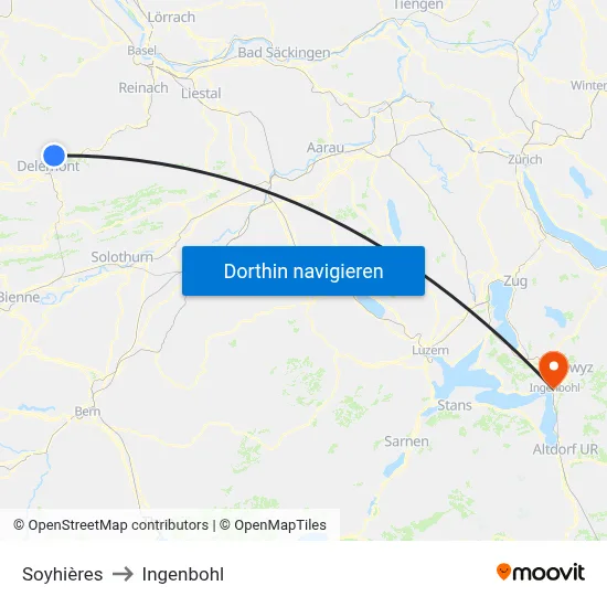 Soyhières to Ingenbohl map