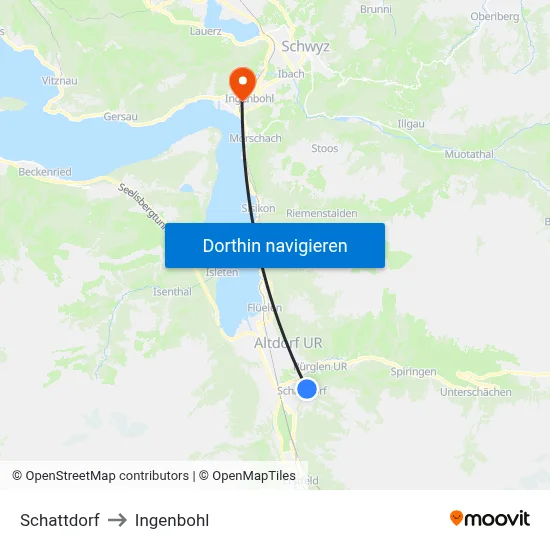Schattdorf to Ingenbohl map