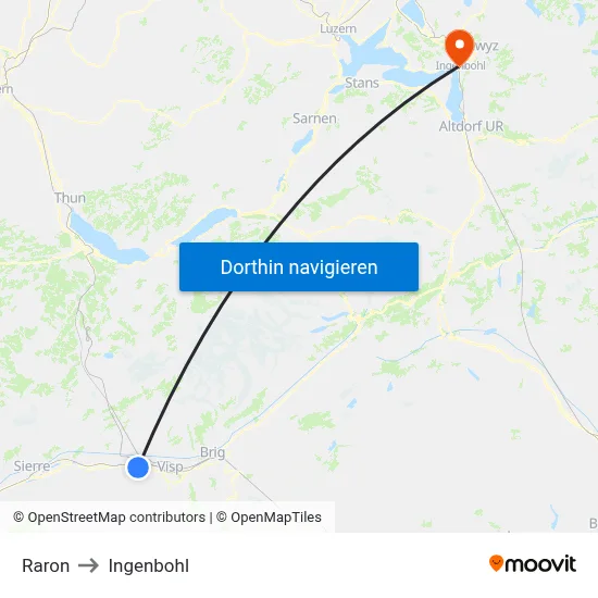Raron to Ingenbohl map