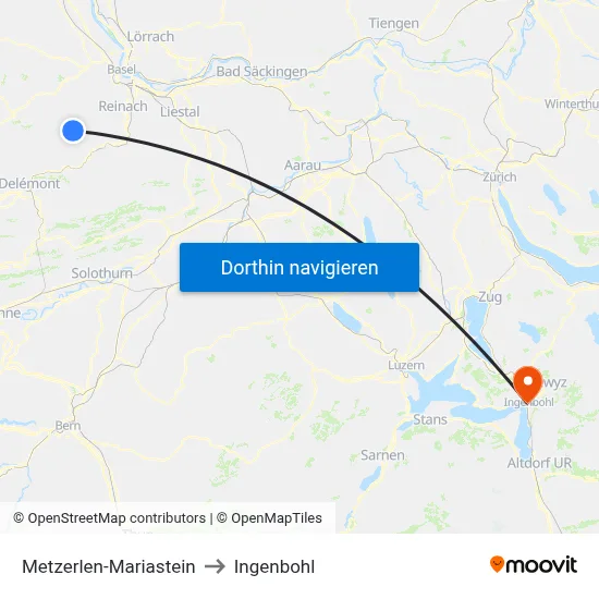Metzerlen-Mariastein to Ingenbohl map