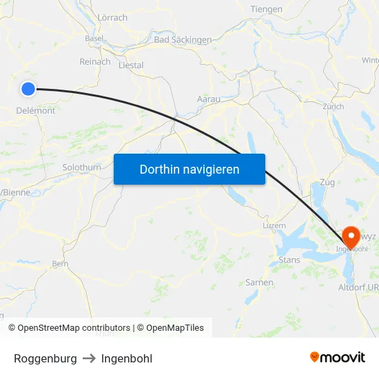 Roggenburg to Ingenbohl map