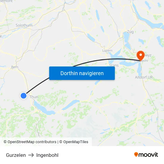 Gurzelen to Ingenbohl map