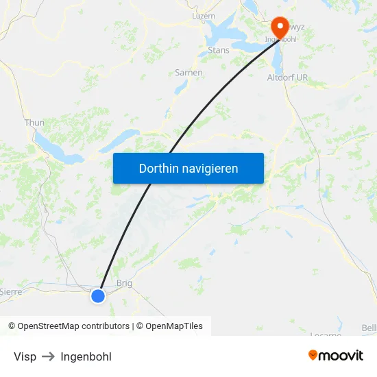 Visp to Ingenbohl map