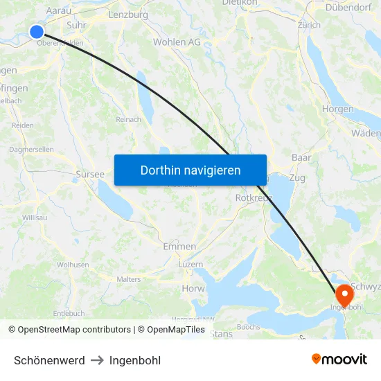 Schönenwerd to Ingenbohl map