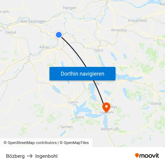 Bözberg to Ingenbohl map