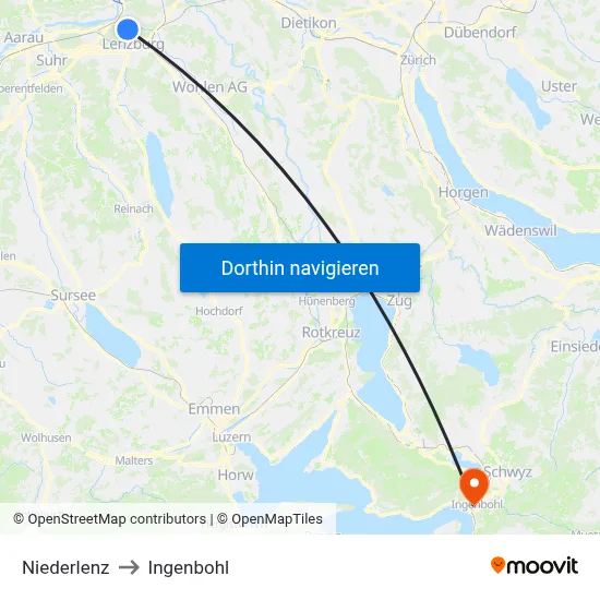 Niederlenz to Ingenbohl map