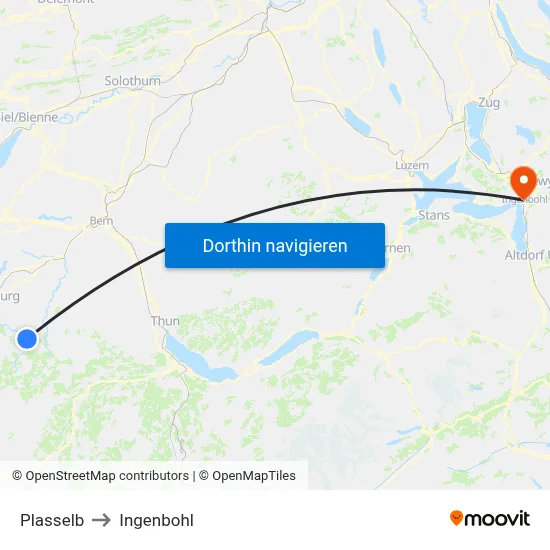 Plasselb to Ingenbohl map