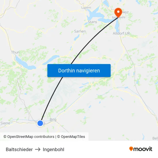 Baltschieder to Ingenbohl map
