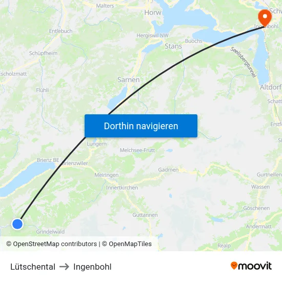 Lütschental to Ingenbohl map