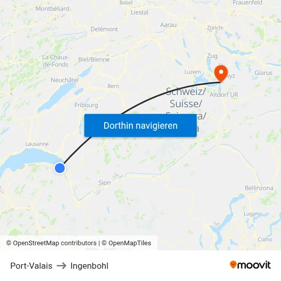 Port-Valais to Ingenbohl map